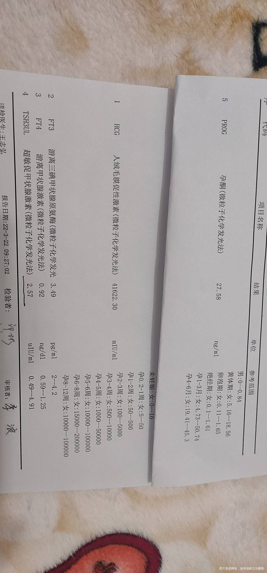 这两次的血值检查翻倍正常吗第一张图是大姨妈过