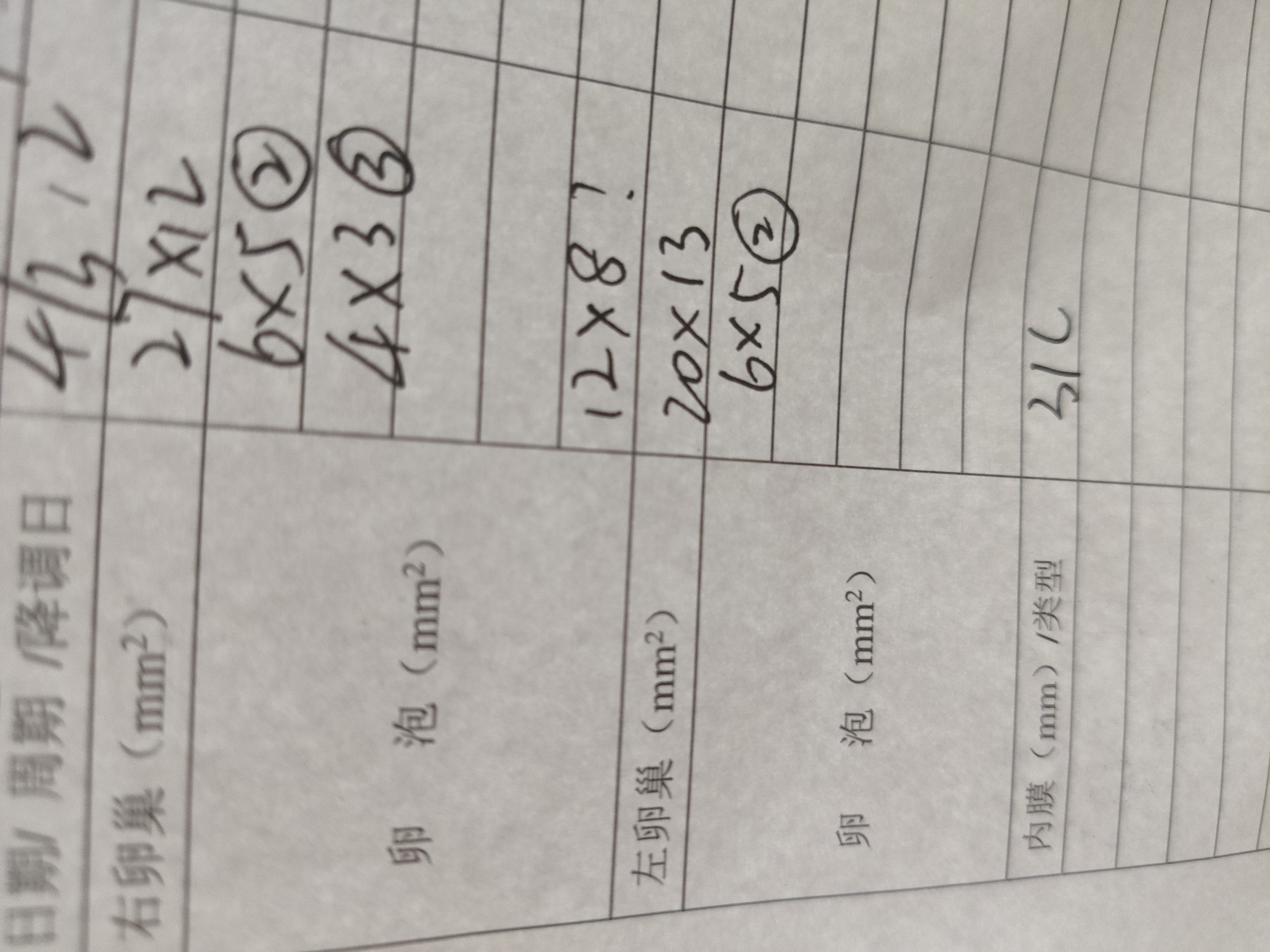 这个排卵监测表是大概有几个卵泡