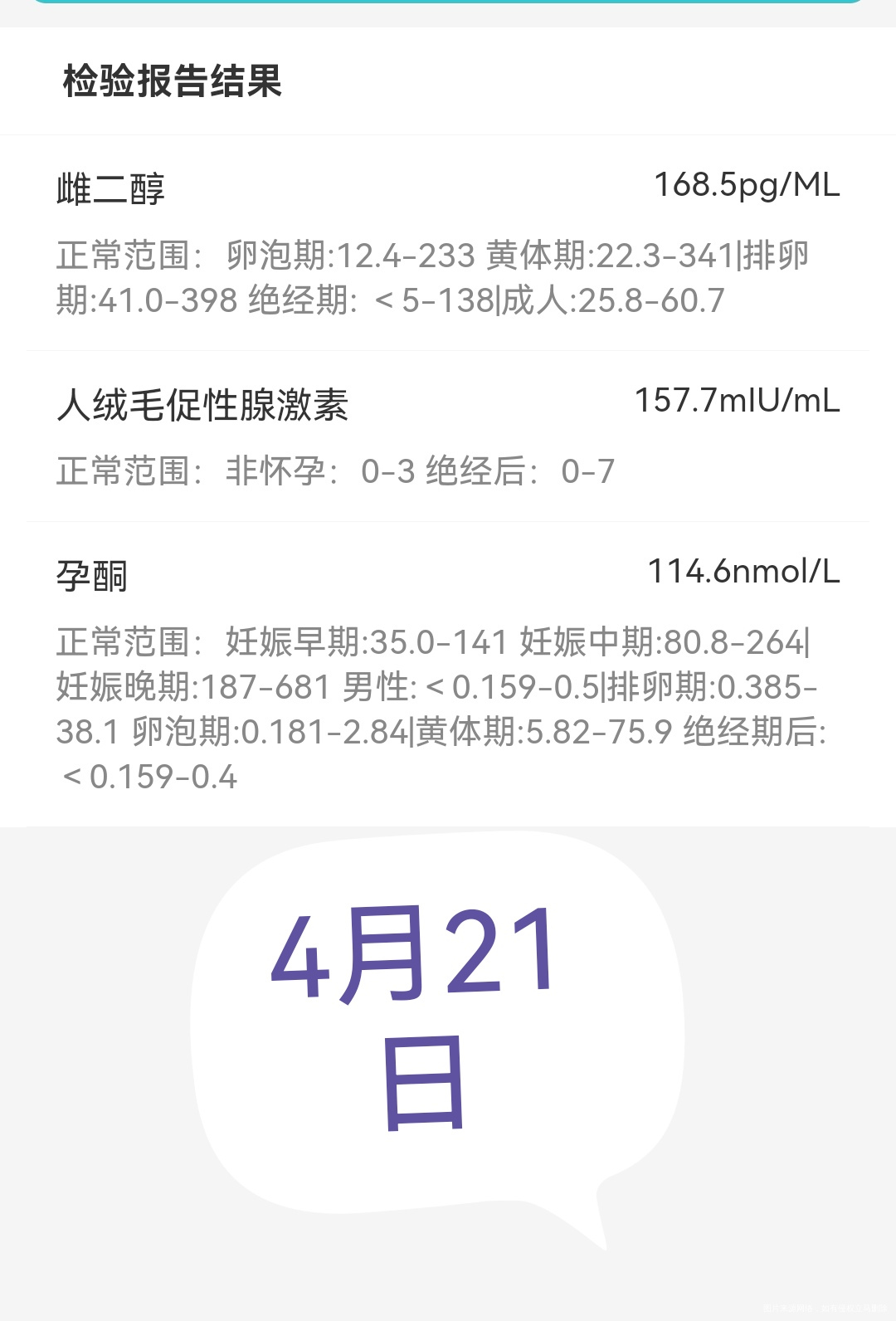 末次月经3月25日这是两次抽血的结果孕酮下降