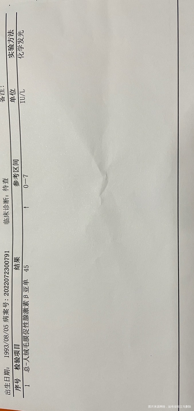 试管移植第七天的时候查hcg45孕酮3758