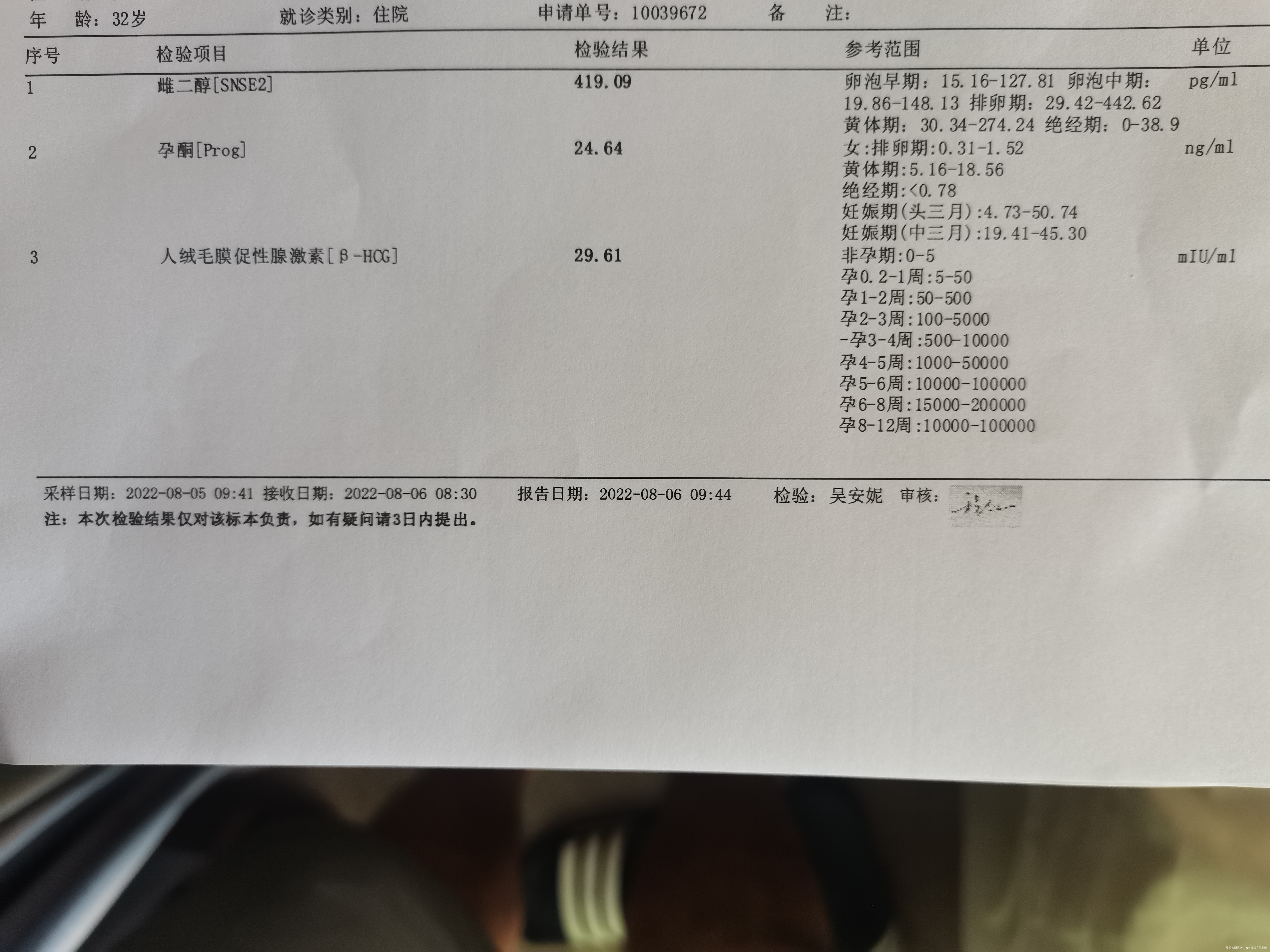 8月6号移植第8天8月8号移植第10天血值情