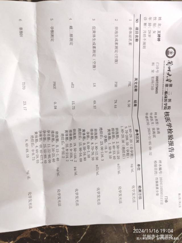 月经四个月没来了请大夫看看我的单子所有影响月