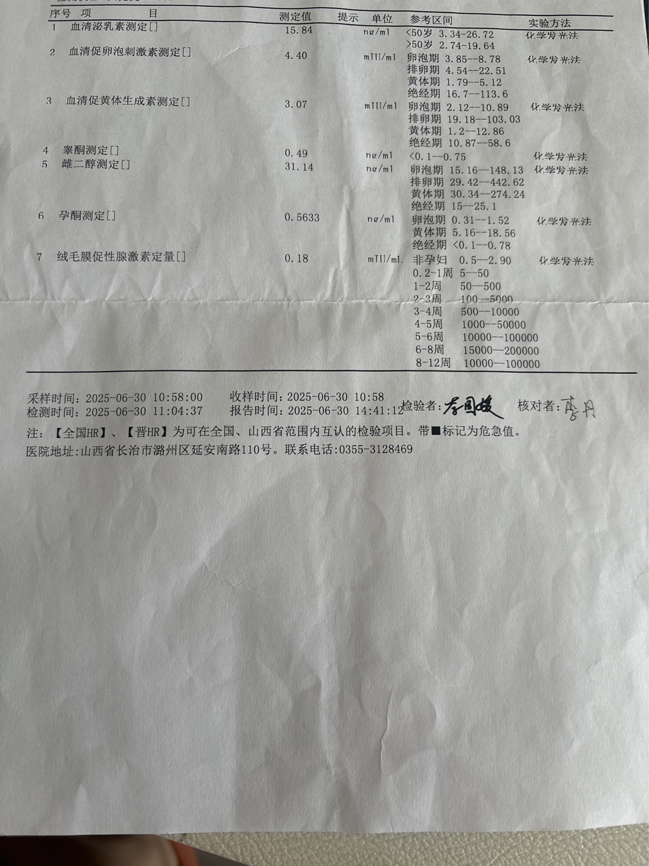25年7月做了性激素六项血常规甲状腺功能的检