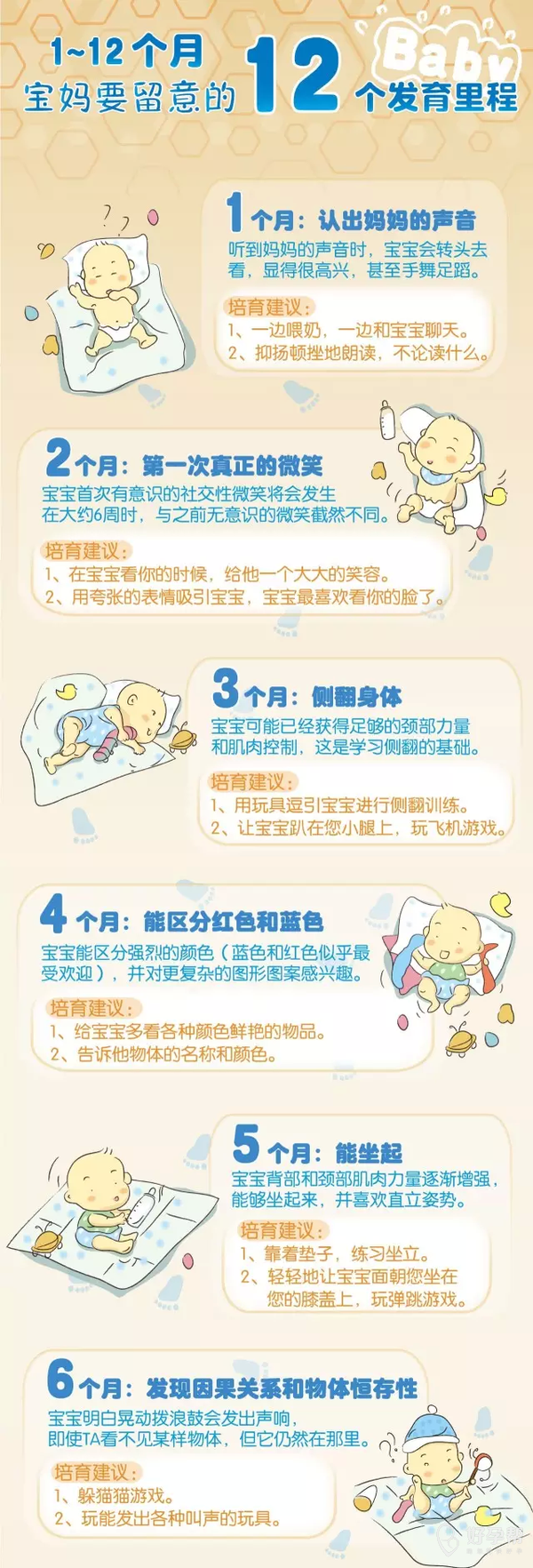 一张图告诉你012个月宝宝的发育里程碑