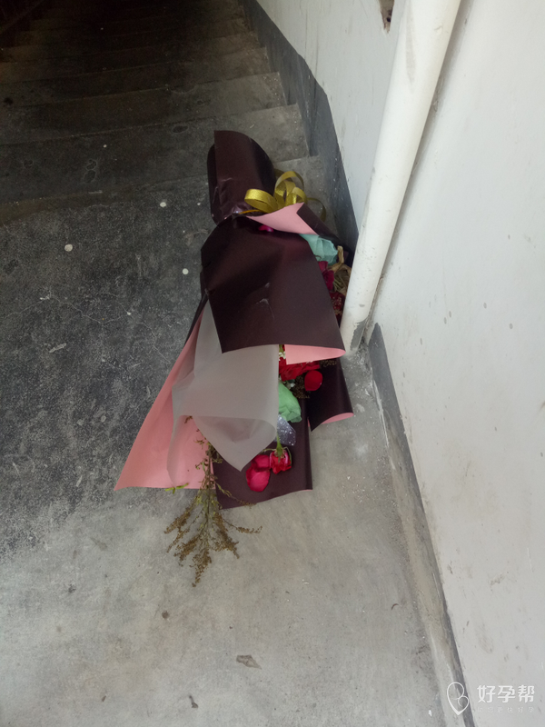 被遗弃在楼道里的玫瑰花