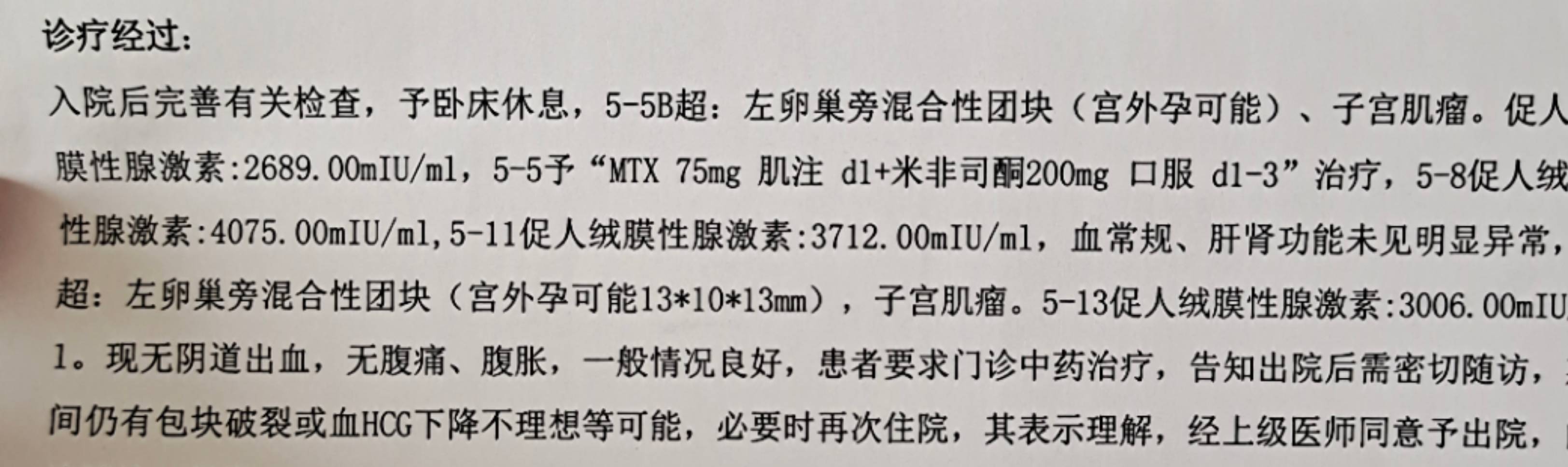 55入院保守治療宮外孕現在hcg3000繼續